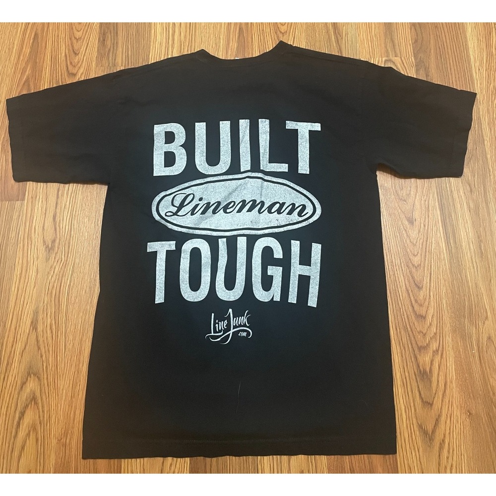LiveJunk Built Lineman Tough T Shirt Mens Medium Black Bayside Made USA